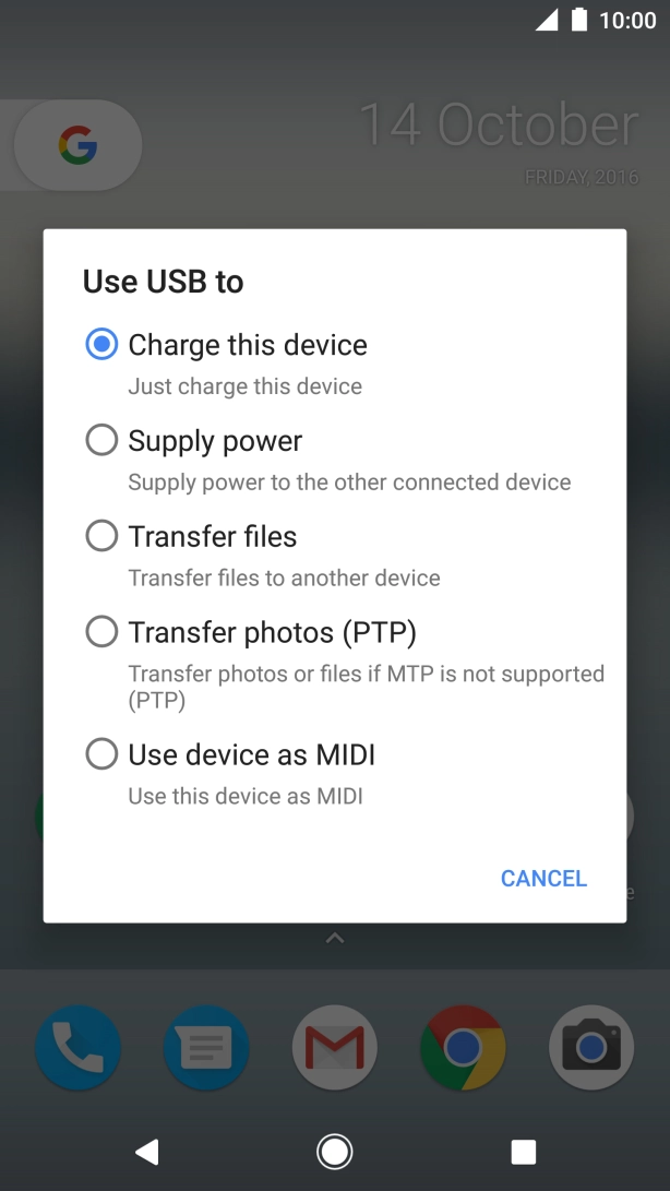 Press Transfer files to turn on the function.