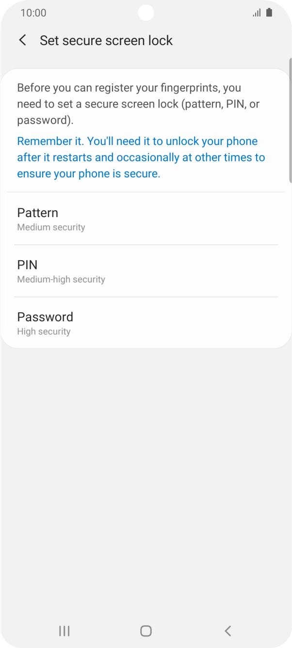 Press the required phone lock code and follow the instructions on the screen to create an additional phone lock code.