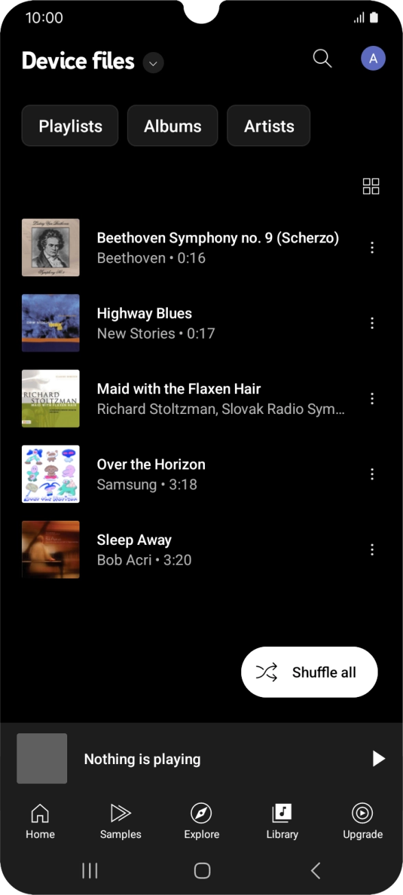 Press the required audio file.