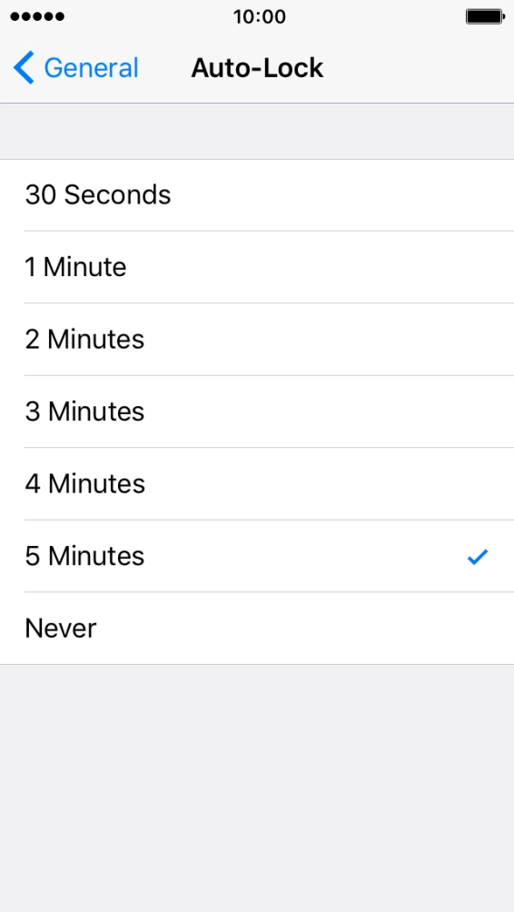 Press the required setting.