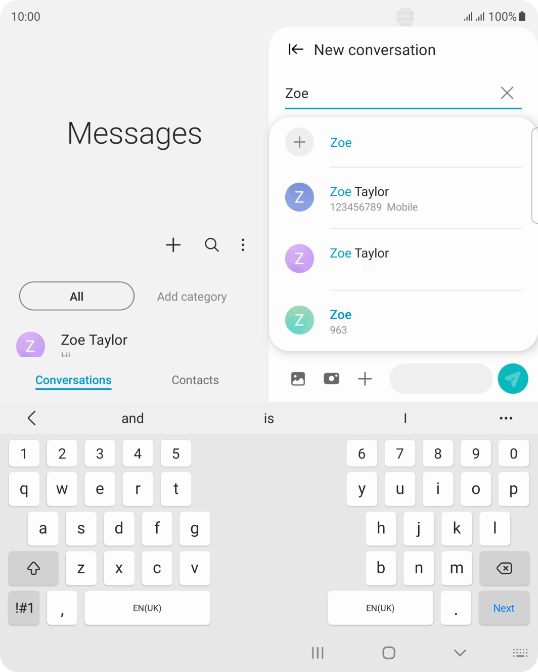 Press the required contact.