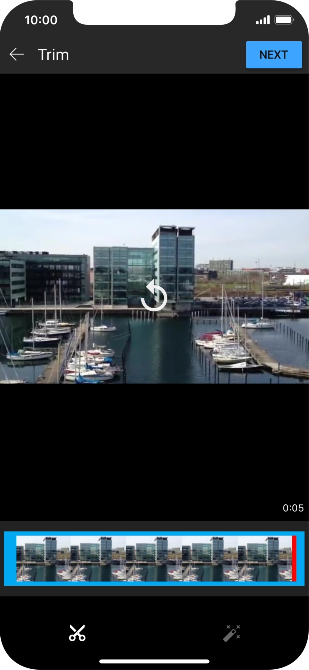 Follow the instructions on the screen to edit the video clip and press NEXT.