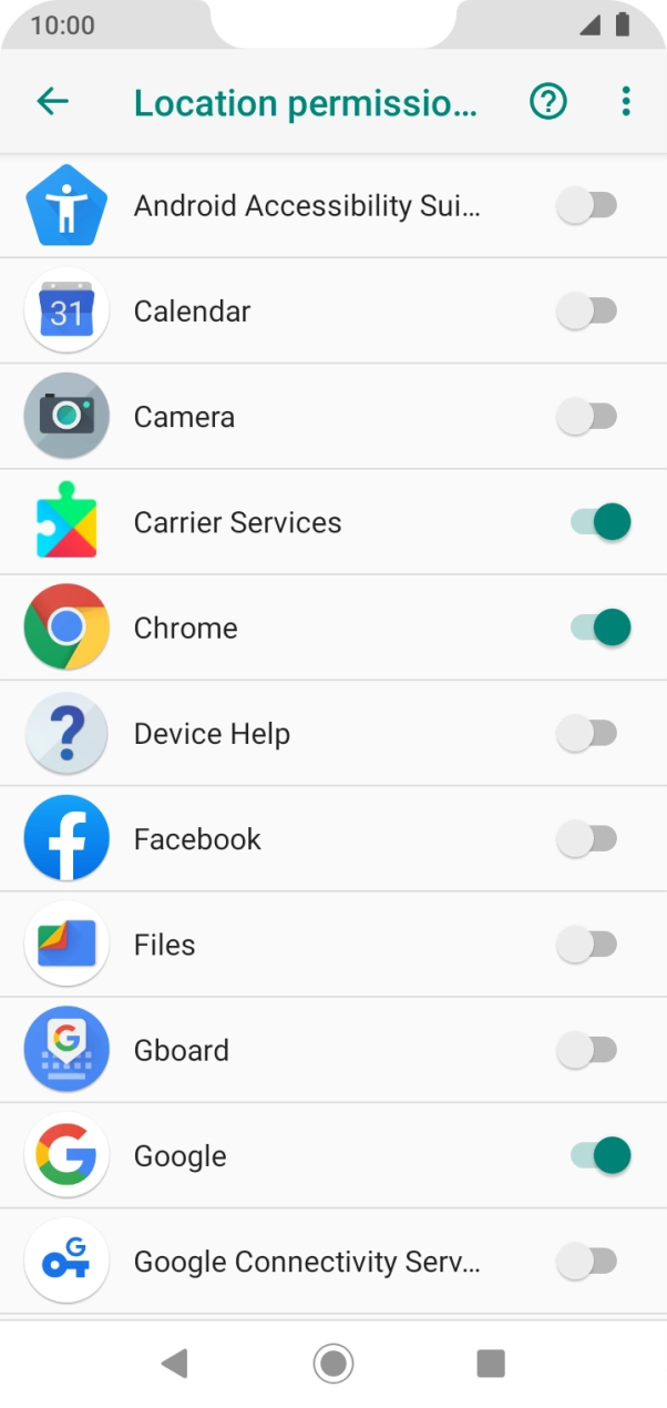 Press the indicators next to the required apps to turn the function on or off.
