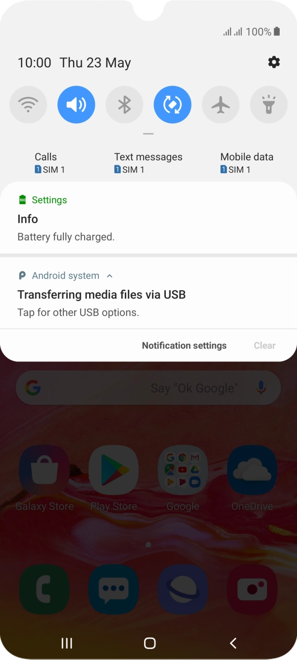 Press Tap for other USB options..