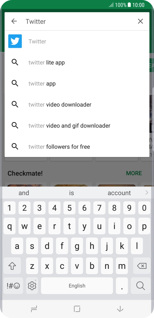 Key in Twitter and press the search icon.