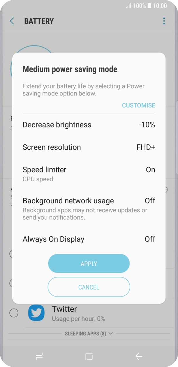 Press APPLY to turn on the function.