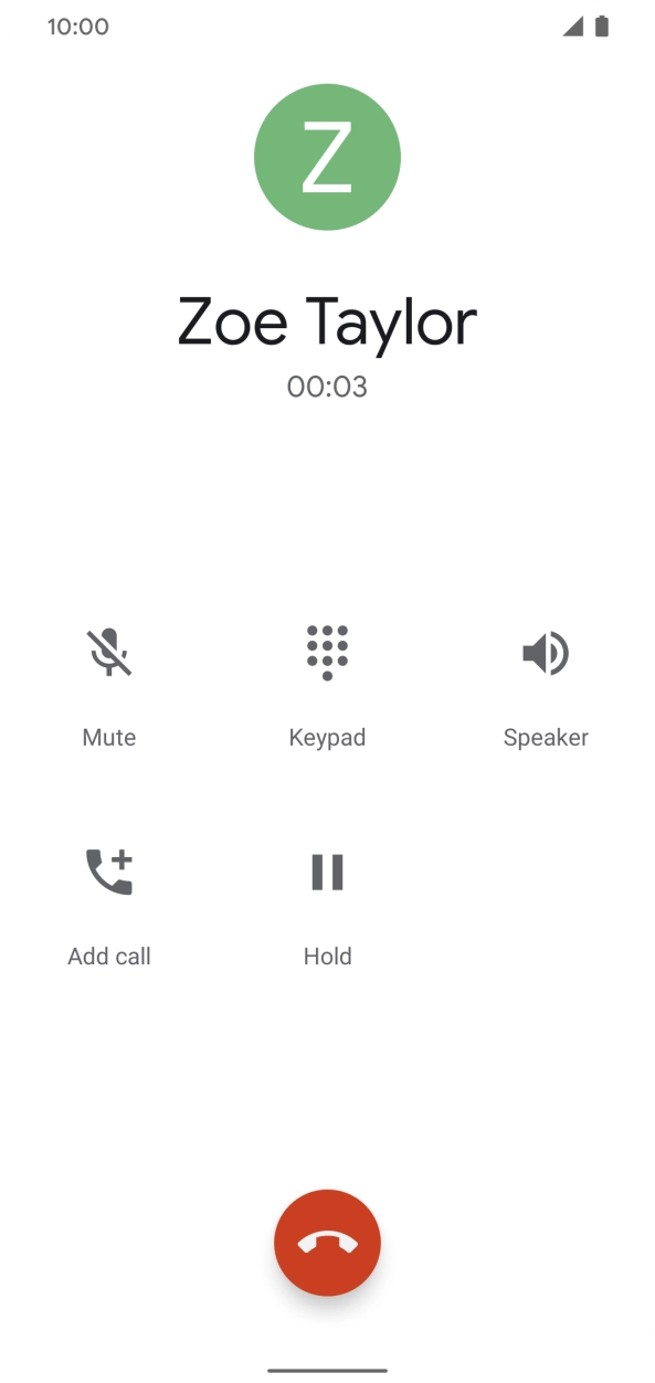 Press the end call icon.