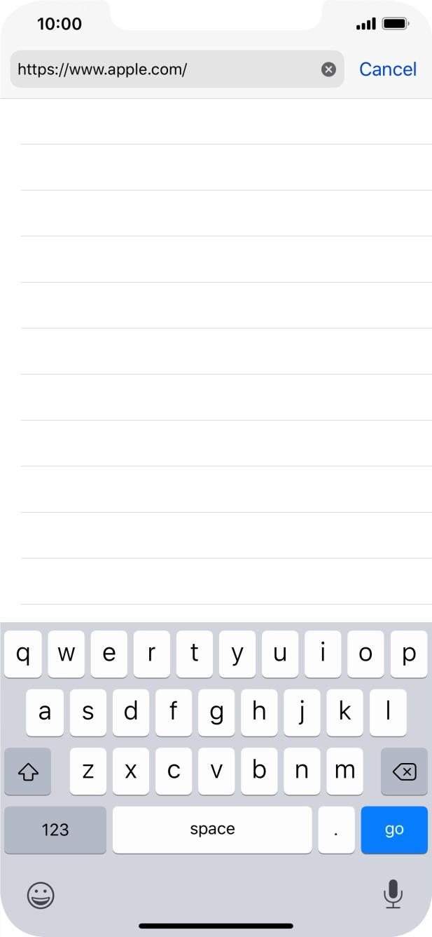 Key in the address of the required web page and press go.