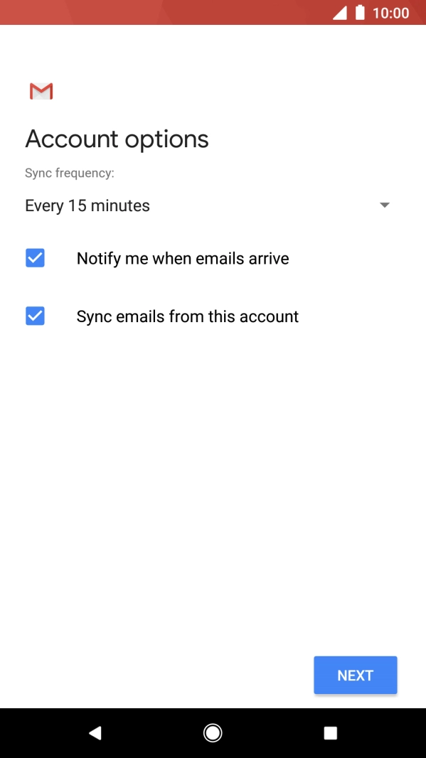 If this screen is displayed, you email account has been recognised and set up automatically. Follow the instructions on the screen to key in more information and finish setting up your phone.