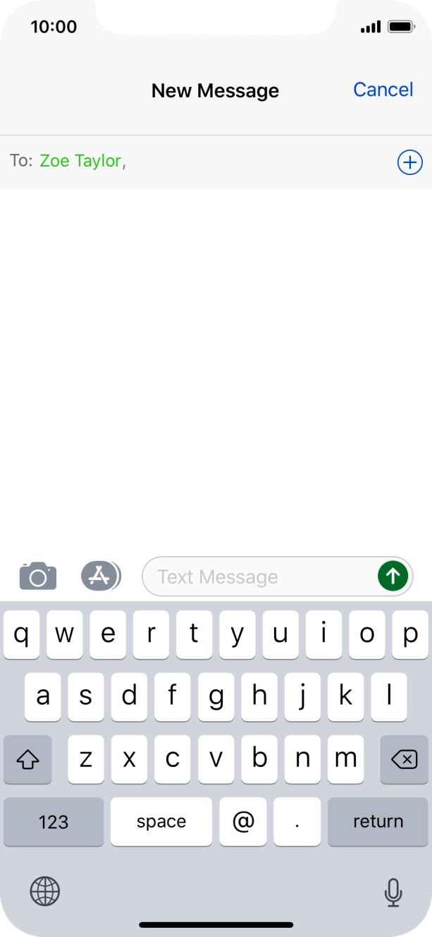 Press the text input field and write the required text.