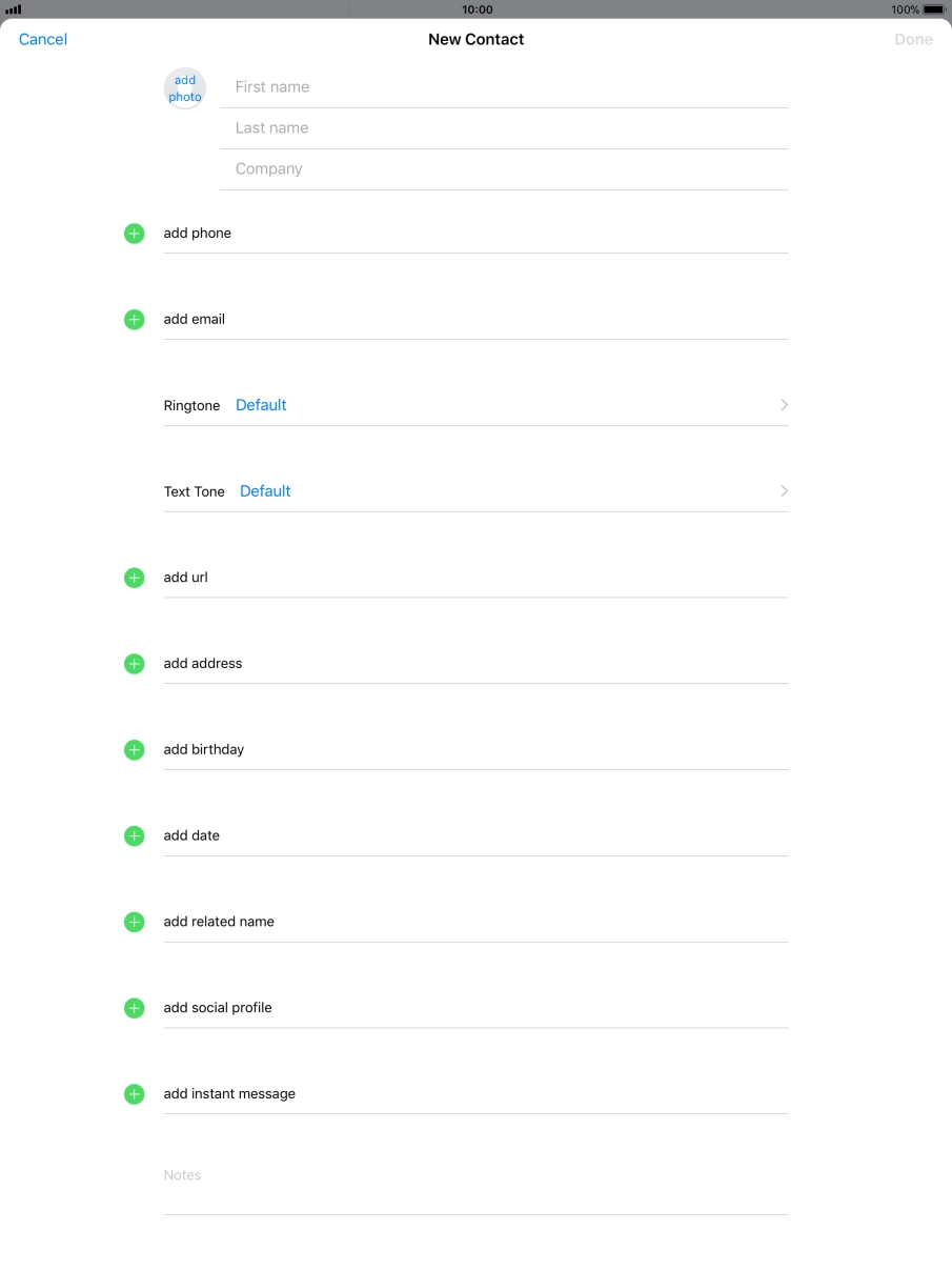 Press First name and key in the first name.