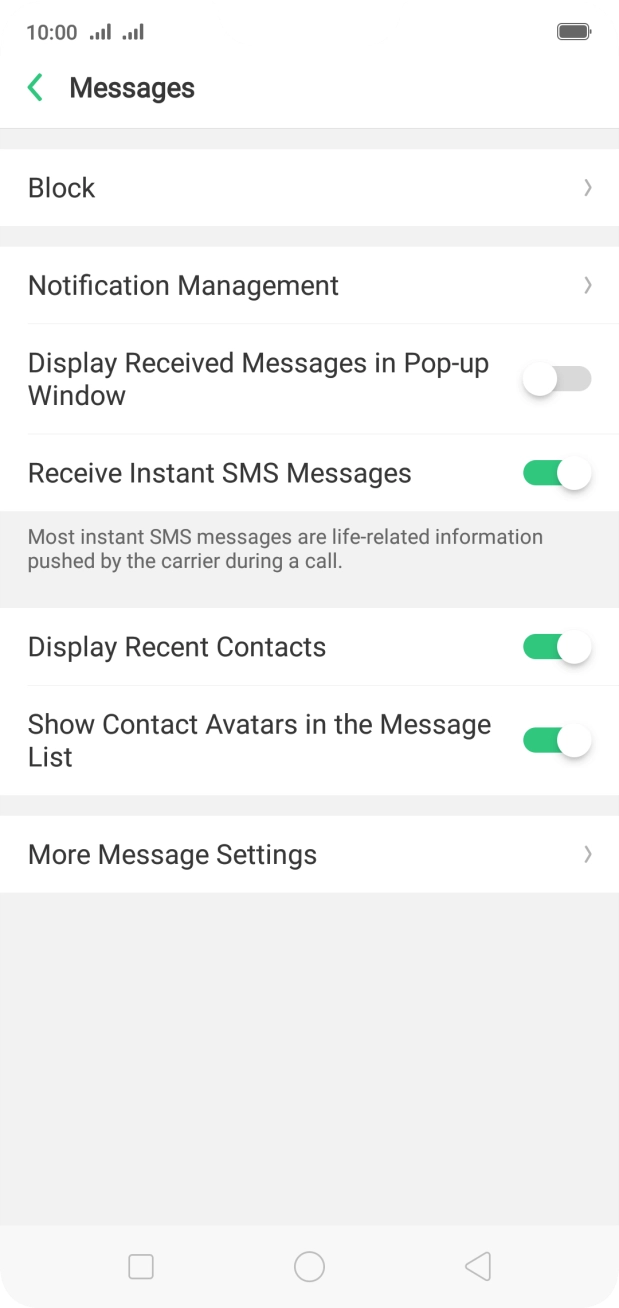 Press More Message Settings.