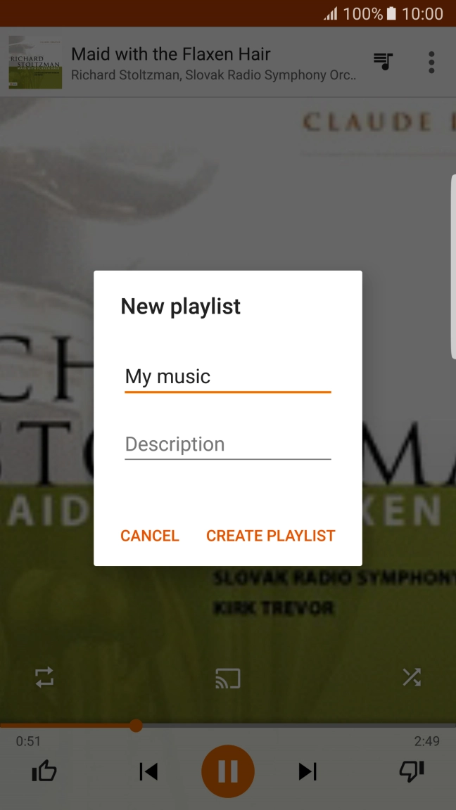 Key in a name for the playlist and press CREATE PLAYLIST.