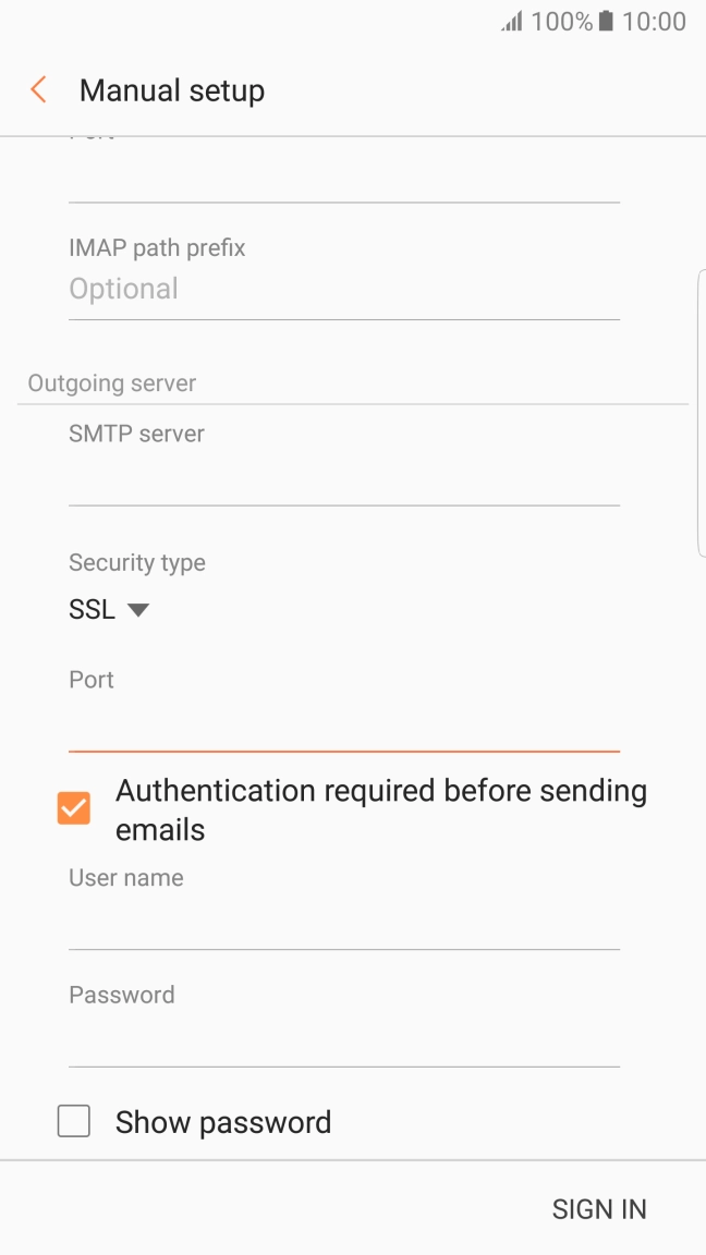 Press Authentication required before sending emails to turn on the function.
