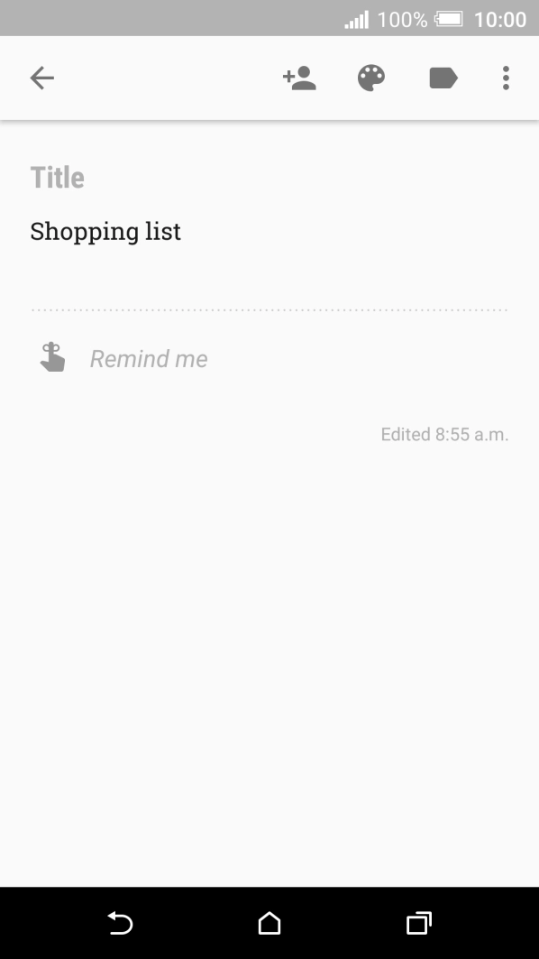 Press arrow left to save the note.