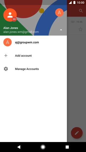 Press the required email account. Press the required email account.