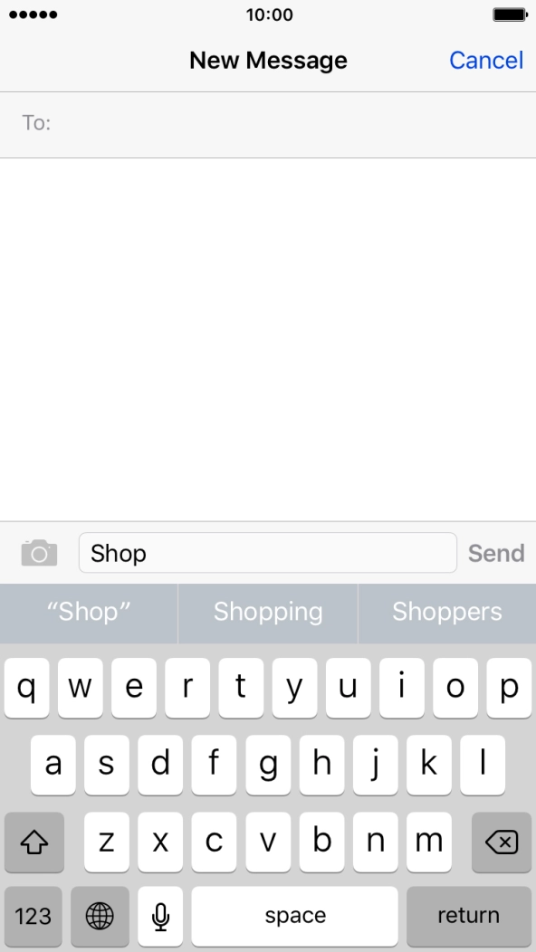 The word suggestions are displayed as you write. Press the required word to insert it.