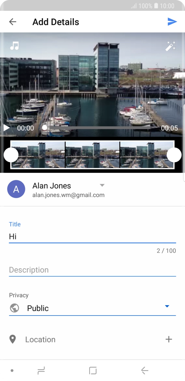 Key in the required text and press the upload icon.