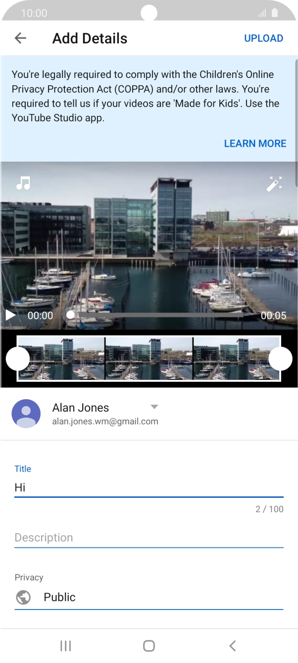 Key in the required text and press UPLOAD.