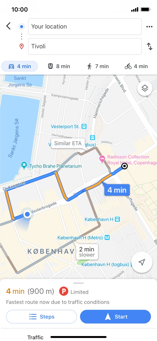 Press the required mode of transportation.