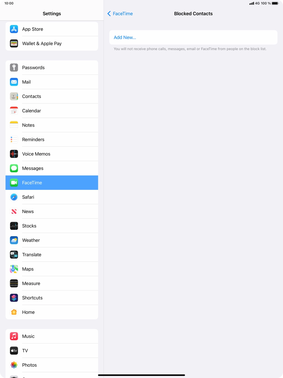 Press Add New... and follow the instructions on the screen to block a contact.