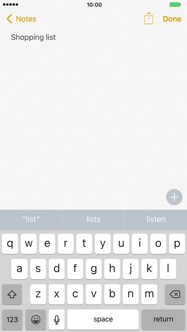 Press the add content icon and follow the instructions on the screen to add additional content to your note.