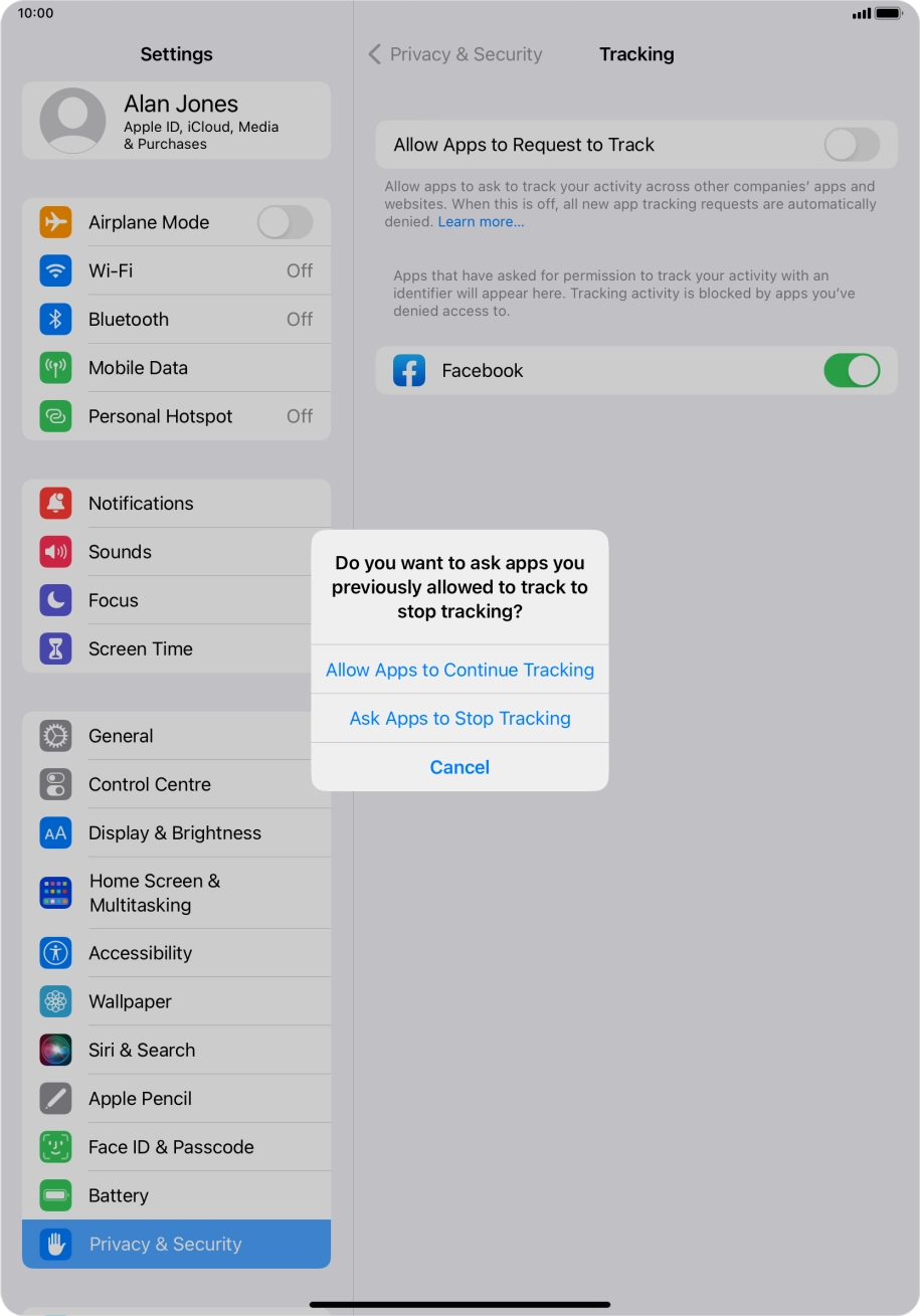 If you turn off the function, press the required setting.