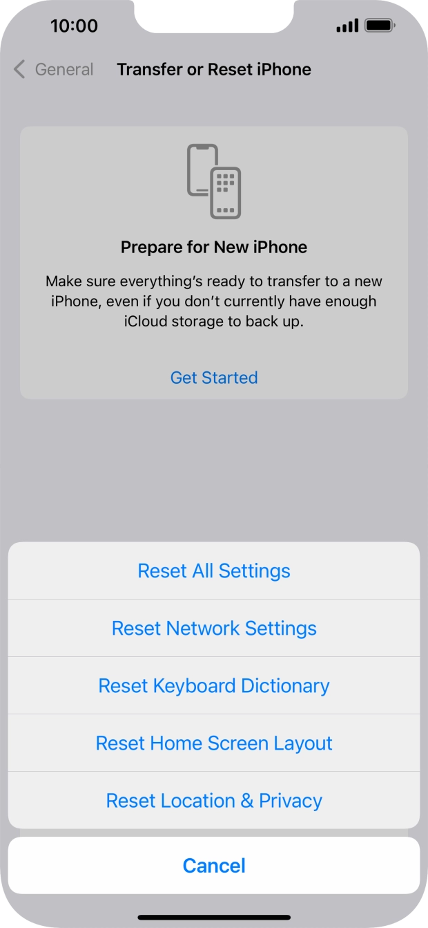 Press Reset All Settings. Press Reset All Settings.