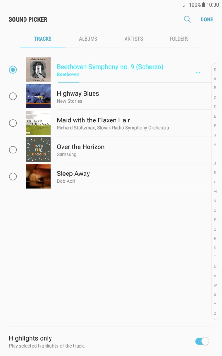 Once you've found a ring tone you like, press DONE.