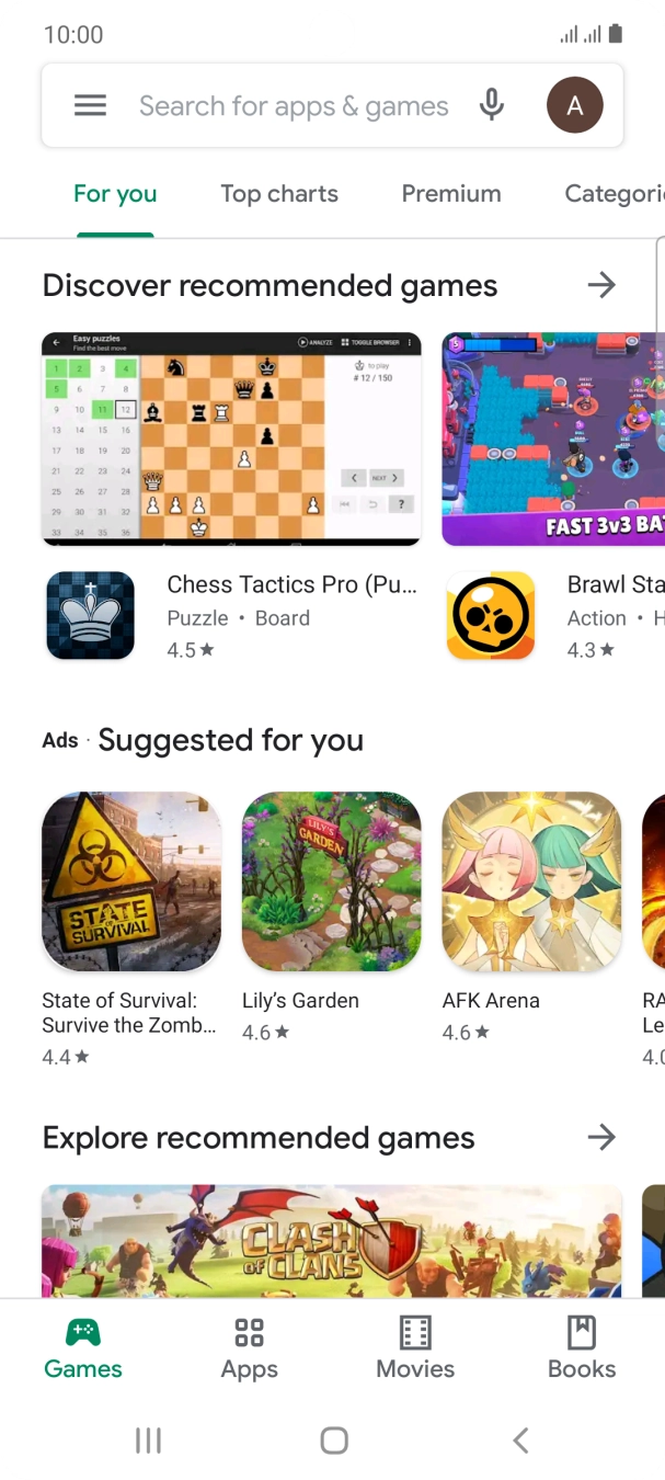 Press the search field.