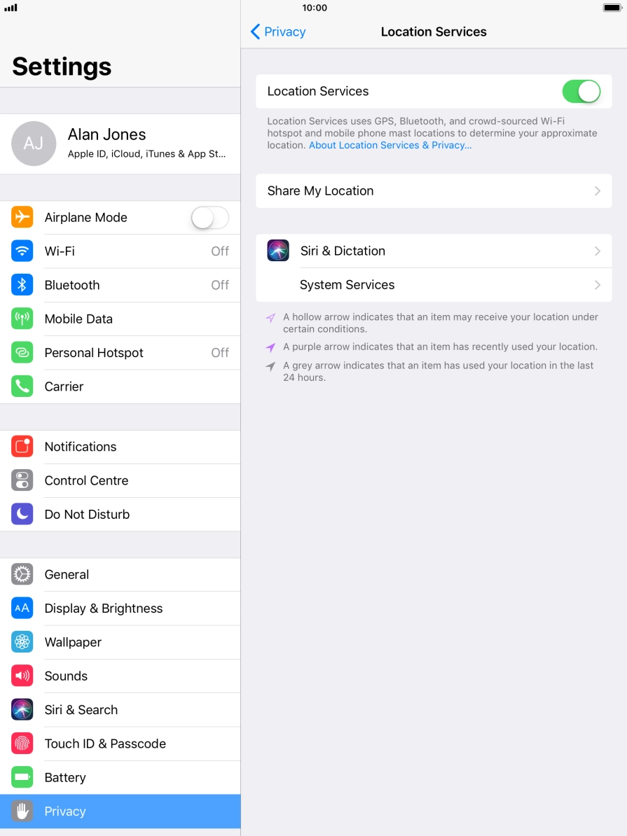 Press the required application.