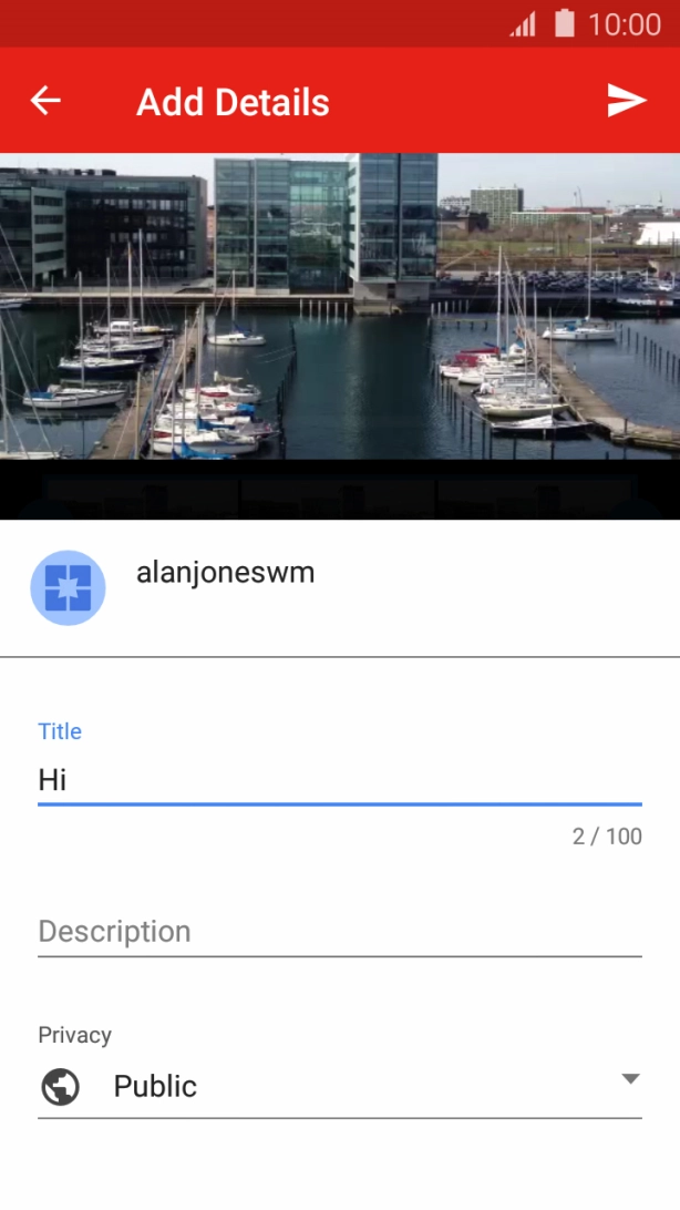 Key in the required text and press the upload icon.