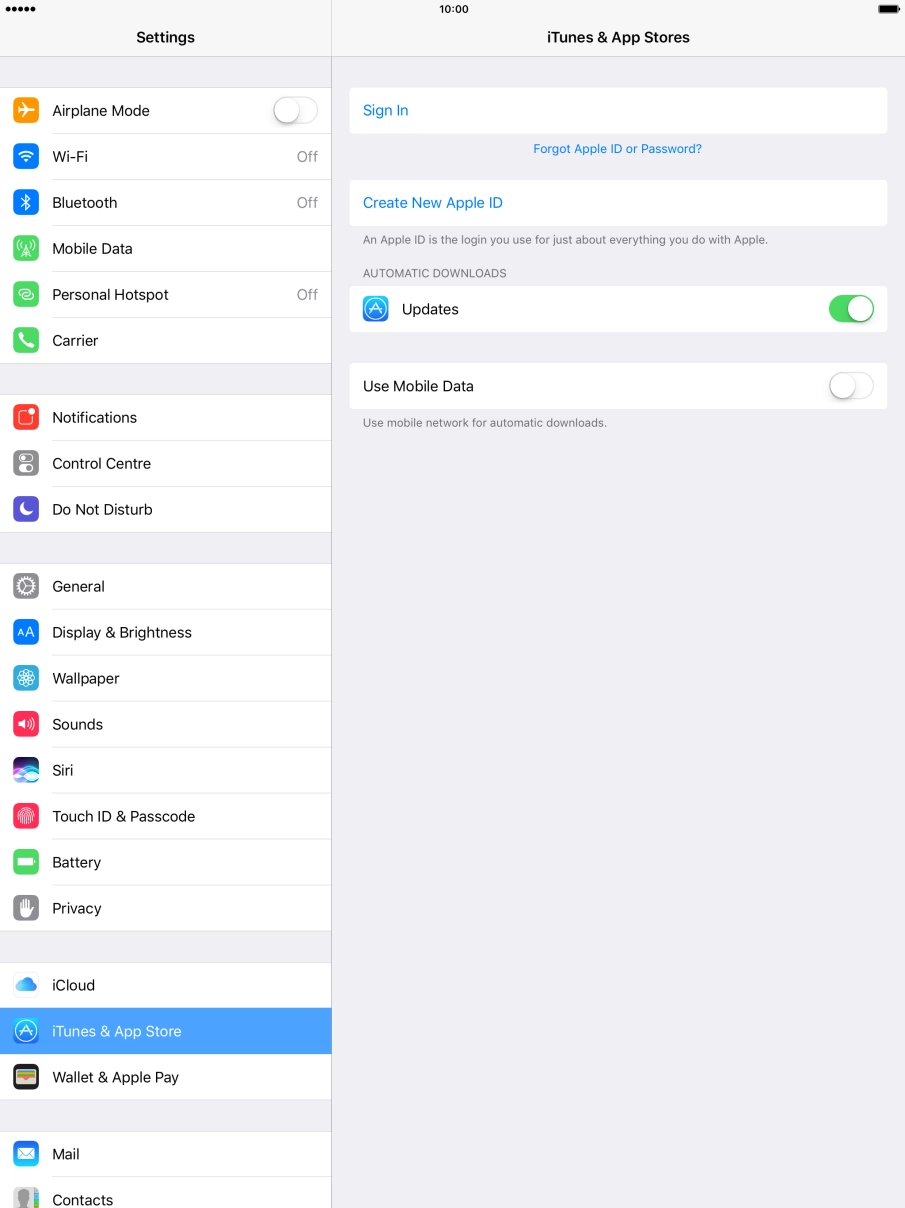 If you don't have an Apple ID, press Create New Apple ID and follow the instructions on the screen to create an Apple ID.
