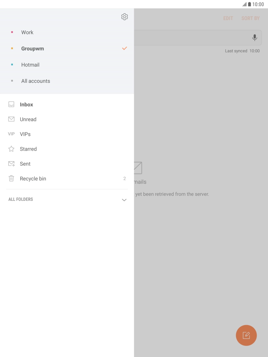 Press the required email account.