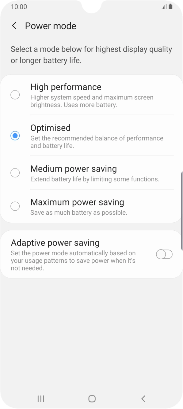 Press the required setting to turn on the function. Press the required setting to turn on the function.