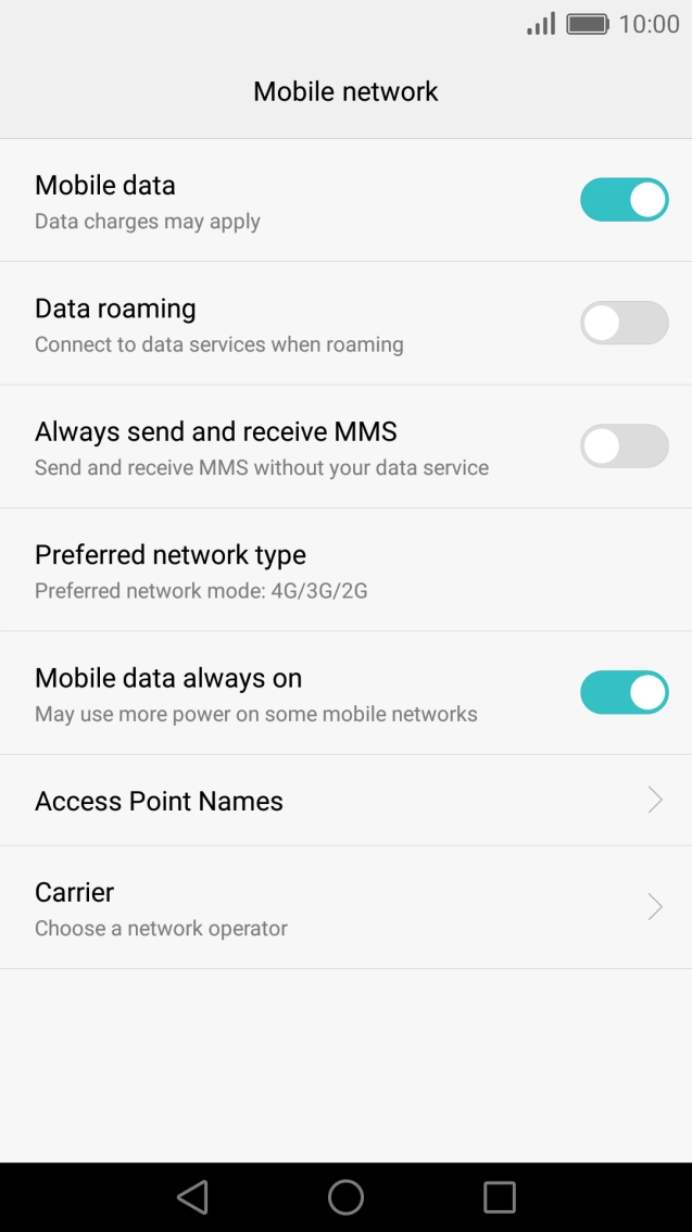 Press Preferred network type.