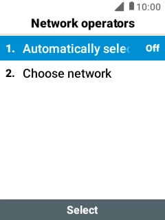 Select Automatically select network. Select Automatically select network.