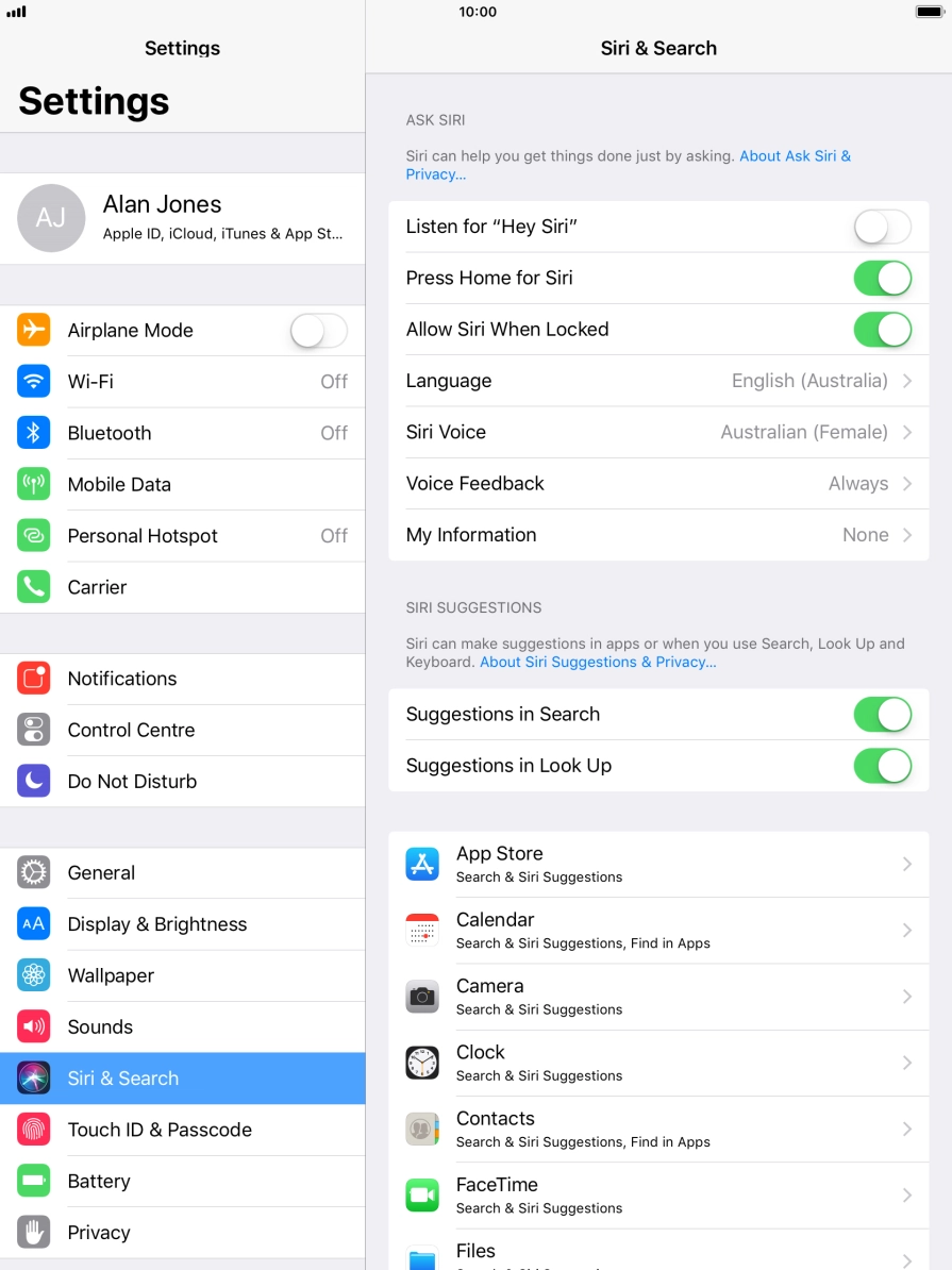 Press the indicator next to 