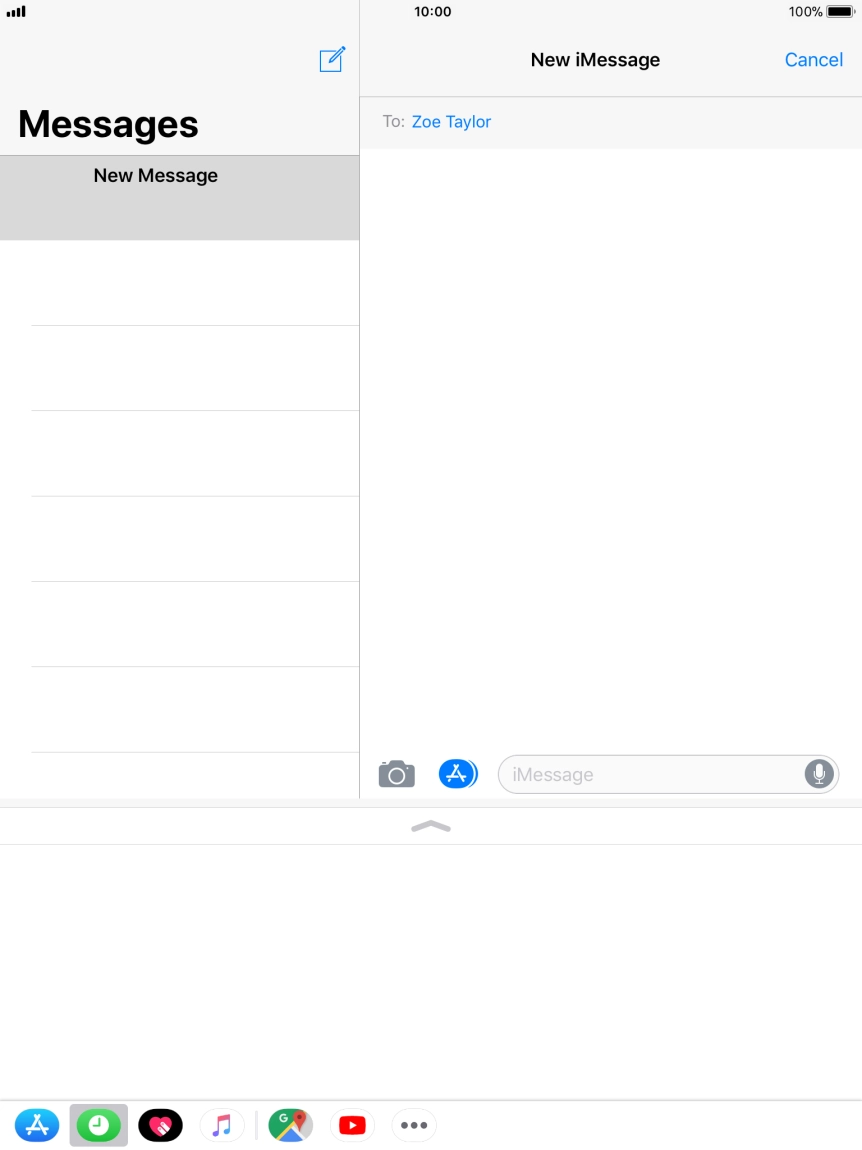 You can also send pictures, video clips, audio files and different effects in your iMessage. Follow the instructions on the screen to send your iMessage with the required content.