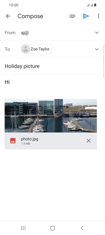 Press the send icon when you've finished your email. Press the send icon when you've finished your email.