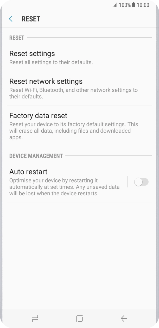 Press Factory data reset.