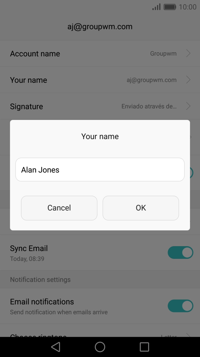 Key in the required sender name and press OK. Key in the required sender name and press OK.