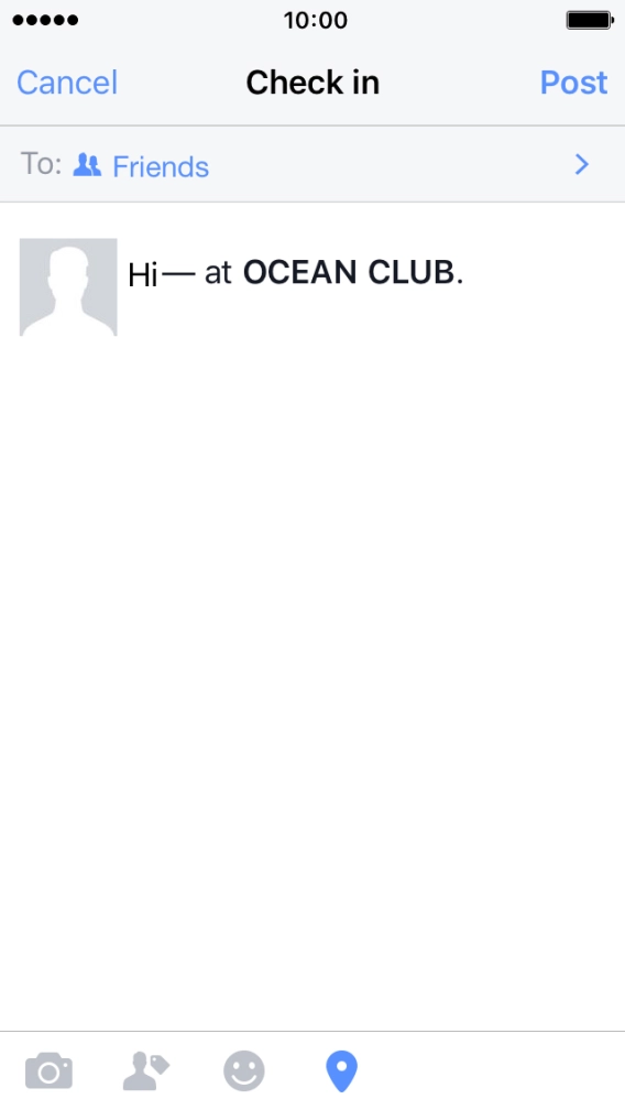 Write the required text and press Post.