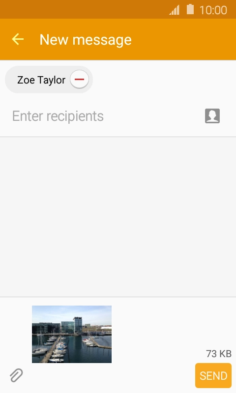 Press the text input field and write the text for your picture message.
