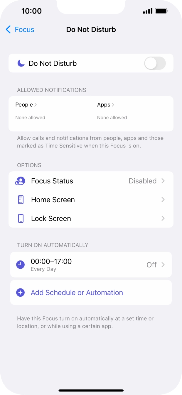 Press People and follow the instructions on the screen to select which contacts you would like to receive calls and notifications from when Do Not Disturb is turned on.