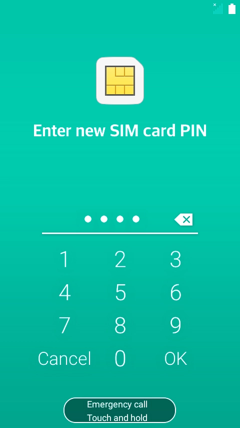 Key in the PUK and press OK.