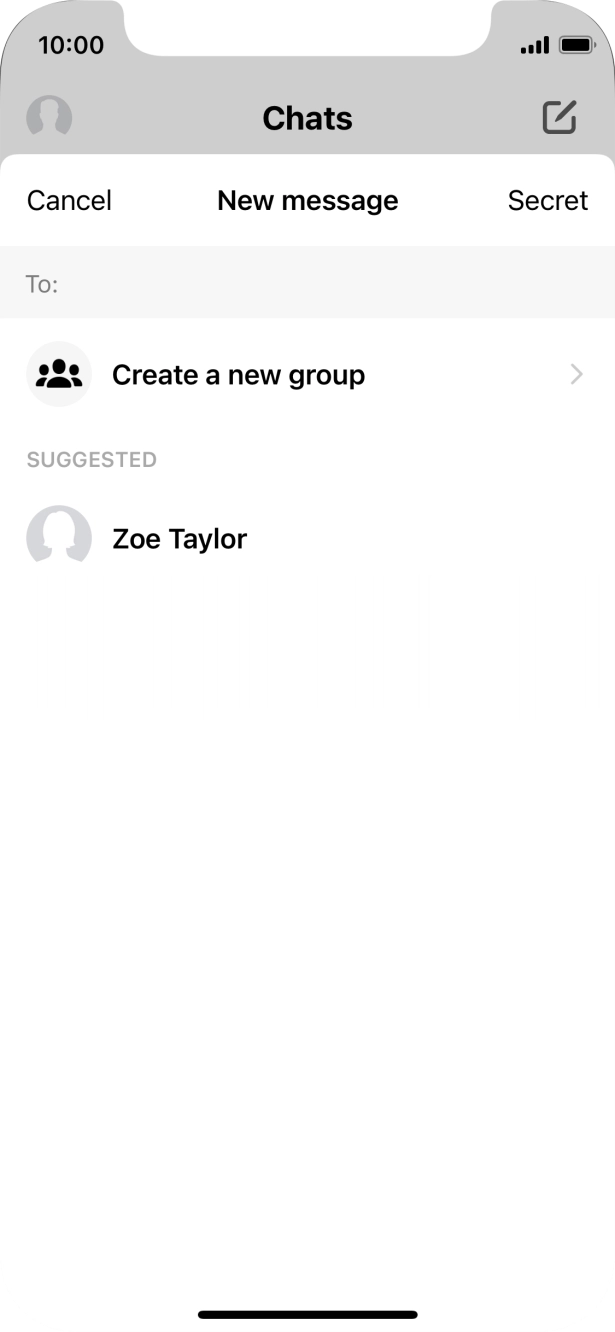 Press the search field and key in the first letters of the recipient's name.