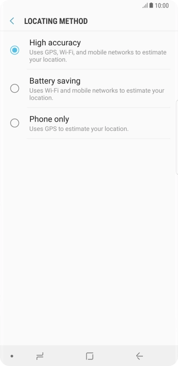 If you select High accuracy, your phone can find your exact position using the GPS satellites, the mobile network and nearby Wi-Fi networks. Satellite-based GPS requires a clear view of the sky. If you select High accuracy, your phone can find your exact position using the GPS satellites, the mobile network and nearby Wi-Fi networks. Satellite-based GPS requires a clear view of the sky.