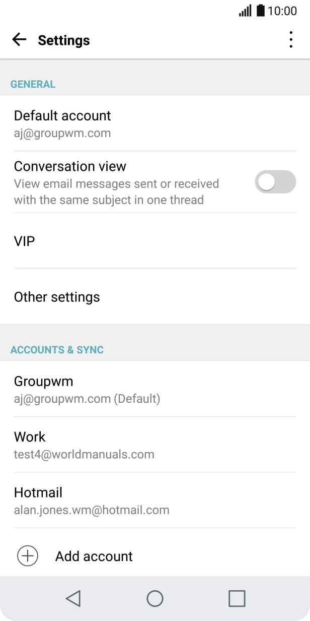 Press the required email account. Press the required email account.