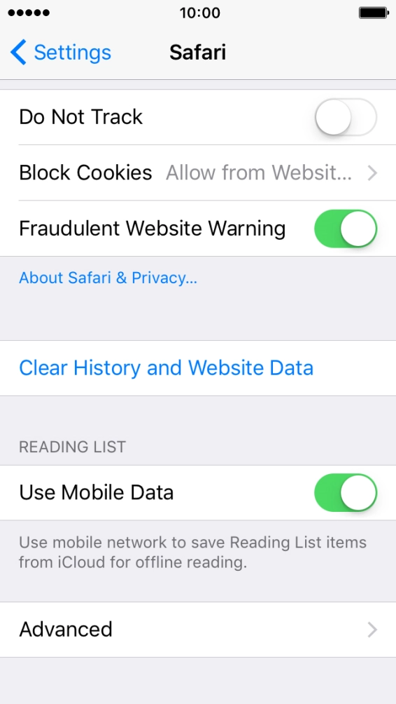 Press Clear History and Website Data. Press Clear History and Website Data.